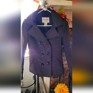 American Rag women's/teen dark grey, wool, double-breasted peacoat. Size XS.